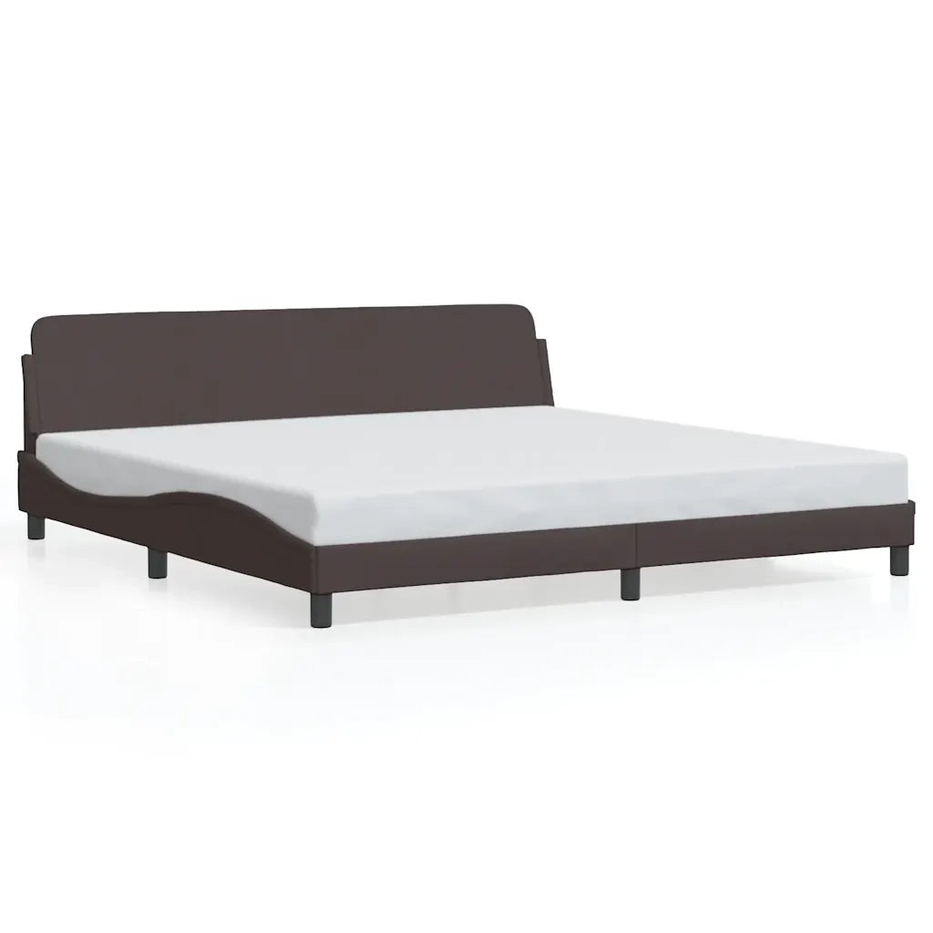 Letto matrimoniale | Letto per adulti | Giroletto Dover Marrone Scuro 200x200 cm in Tessuto