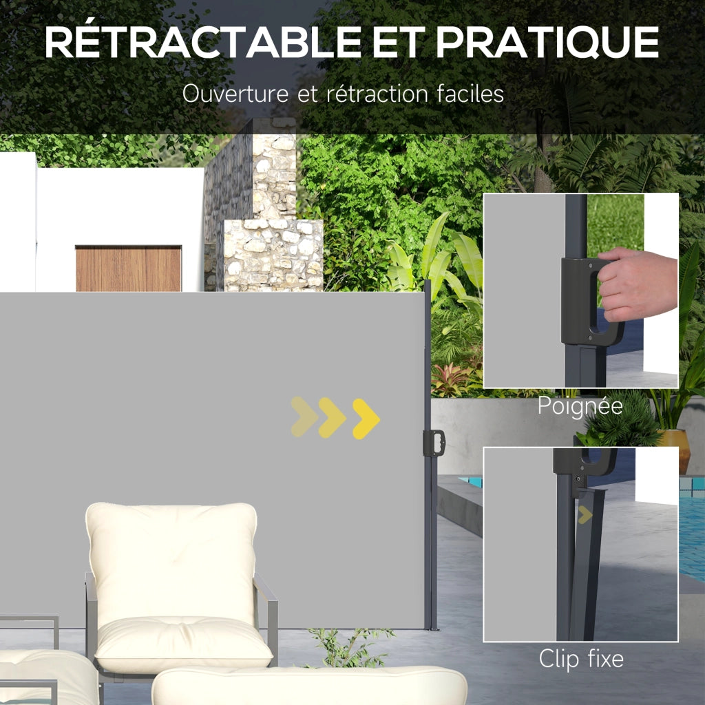 Paravento Retrattile per Esterno ¨C Zephmum ¨C Grigio Poliestere 4x1.8 m
