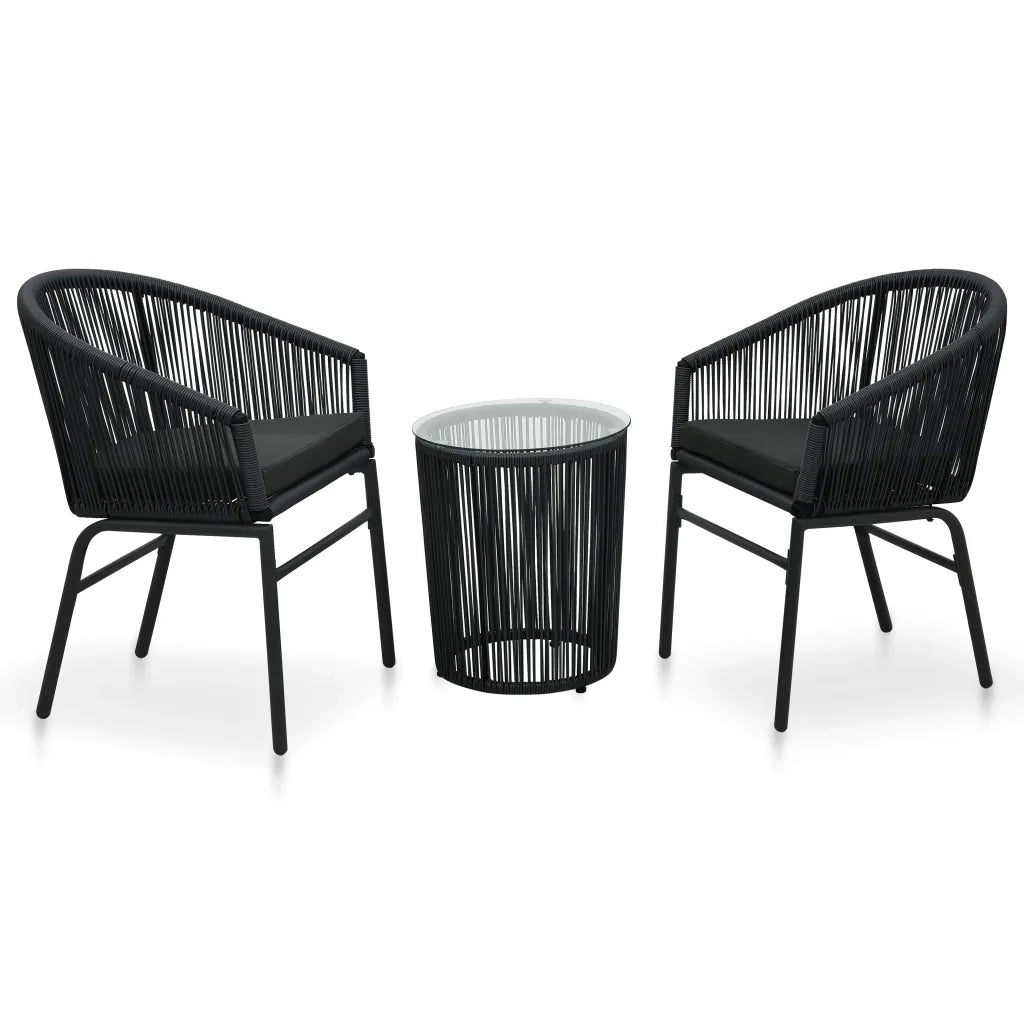 Set da Bistrot 3 pz con Cuscini in Polyrattan Nero   cod mxl 35457