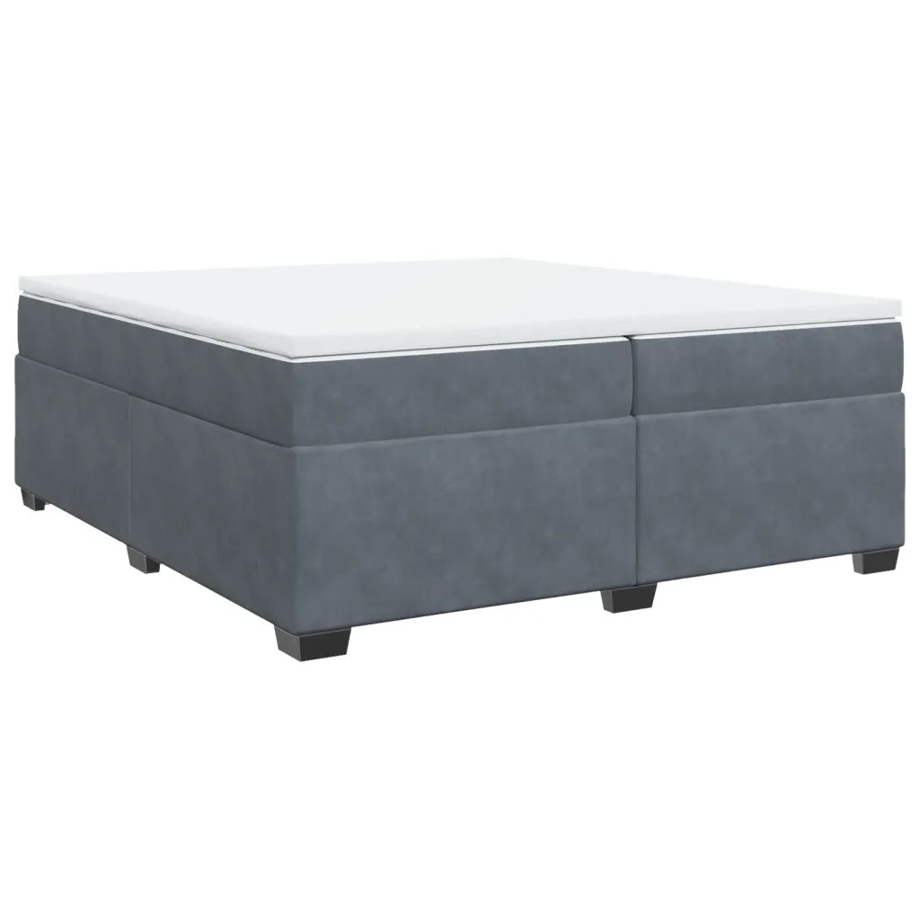 Giroletto a Molle con Materasso Grigio Scuro 200x200 cm Velluto