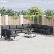 Set Divano da Giardino con cuscino 11 pcs Nero Acciaio 3378999