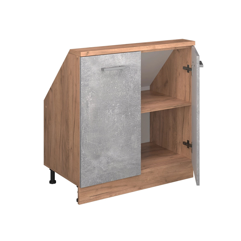 Mobile cucina sottotetto R-Line Calcestruzzo/Rovere dorato 80 cm con 2 porte Vicco