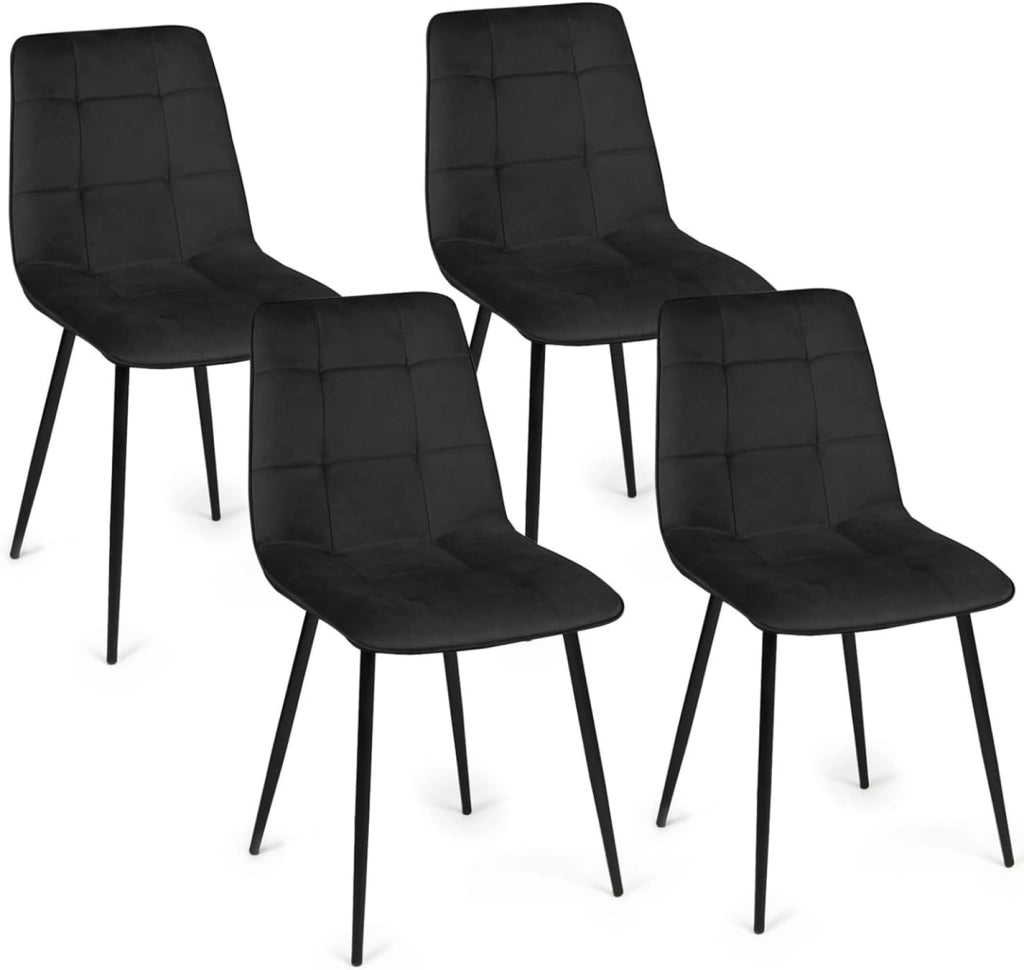 Set di 4 sedie da pranzo MILA in velluto nero