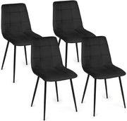 Set di 4 sedie da pranzo MILA in velluto nero