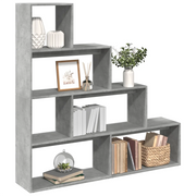 Libreria 4 Ripiani-Scaffale per Libri-Mobile di Stoccaggio Grigio Cemento 143,5x29x143,5cm Truciolato