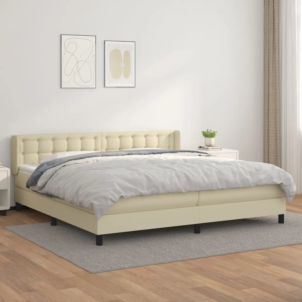 Giroletto a Molle con Materasso Crema 200x200 cm in Similpelle 3130801