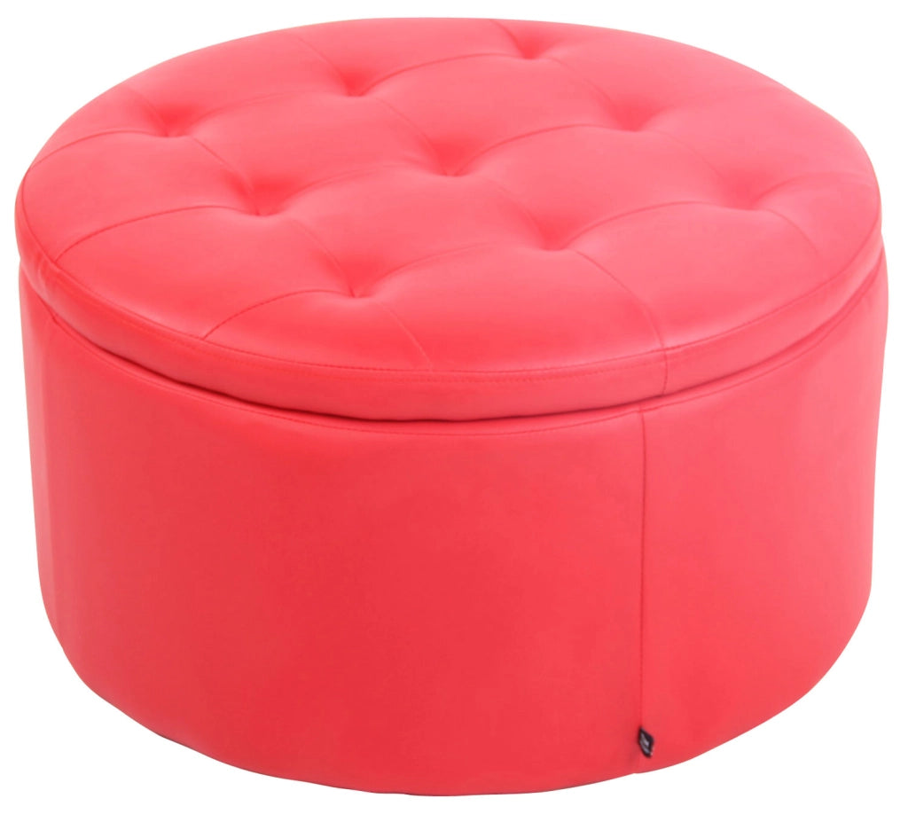 Pouf Tondo Contenitore Evora rosso,Finta pelle