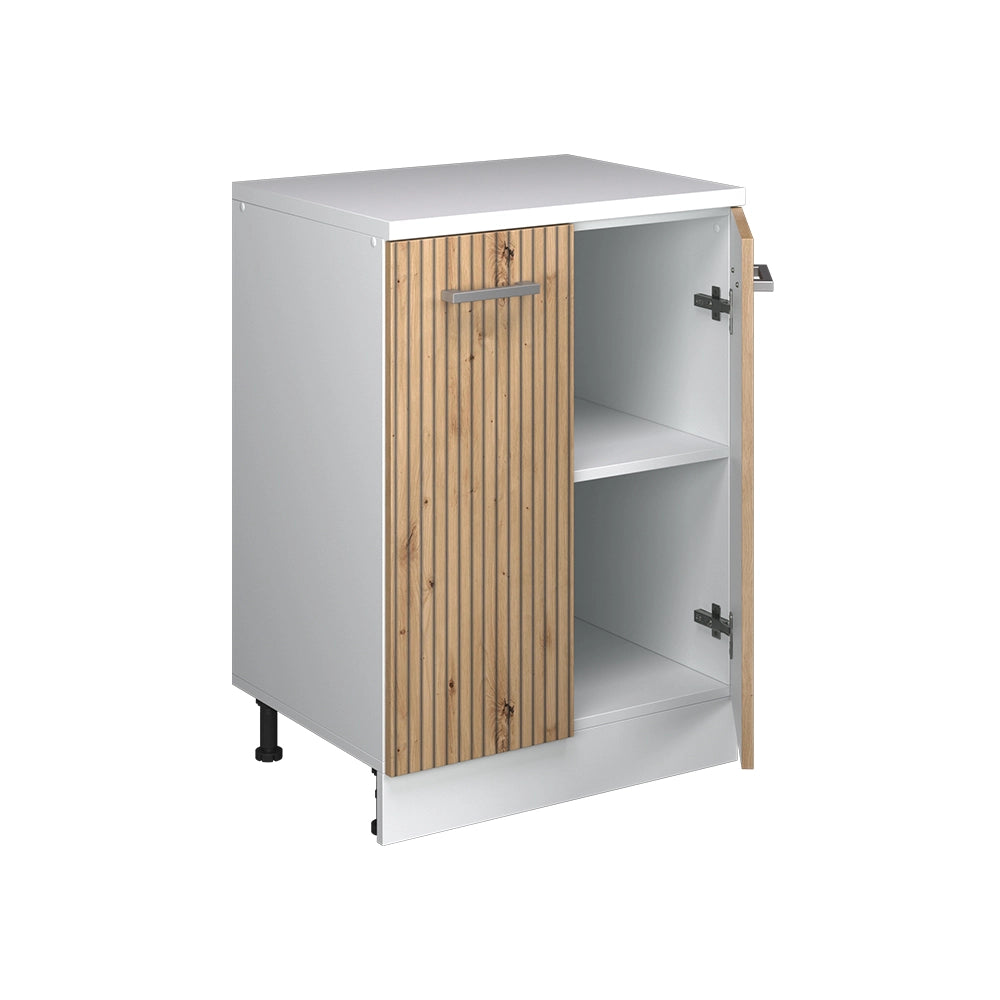 Mobile cucina sottotetto R-Line Rovere artigianale/Bianco 60 cm senza inclinazione con 2 ante Vicco