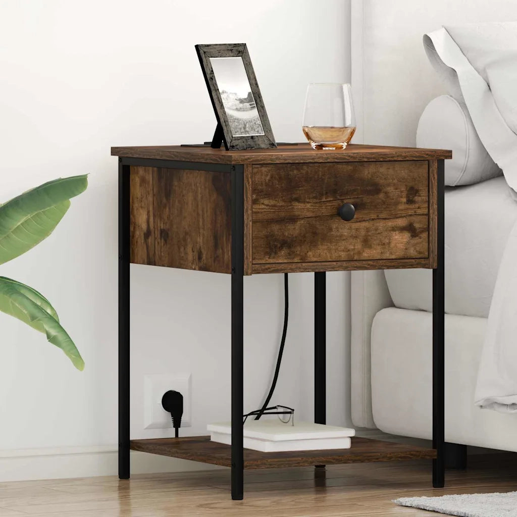 vidaXL Armadio da Notte con cassetto 2 pcs Rovere fumo 42 x 41 x 56 cm