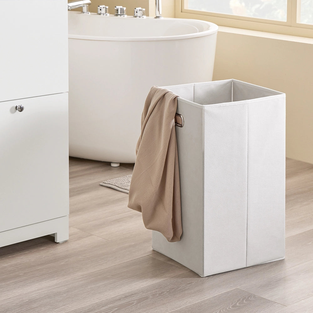 SoBuy Mobile Bagno Colonna Bagno Stretta 78x38x90cm con 1 Cesto Grande Integrato e 2 Cesti in Tessuto Estraibili – Armadietto Mobile Salvaspazio BZR213-W