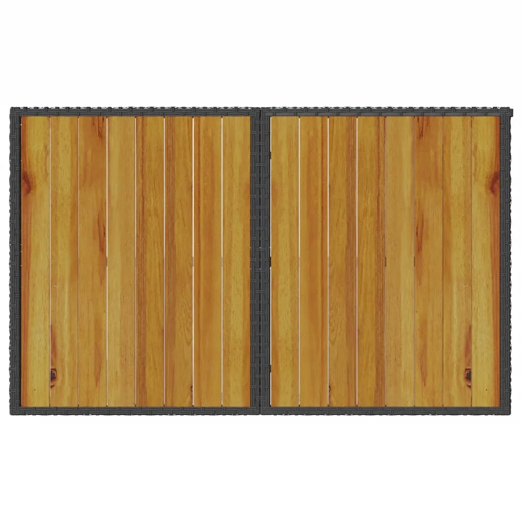 Tavolo da Giardino Piano in Legno Nero 110x68x70 cm Polyrattan 366355