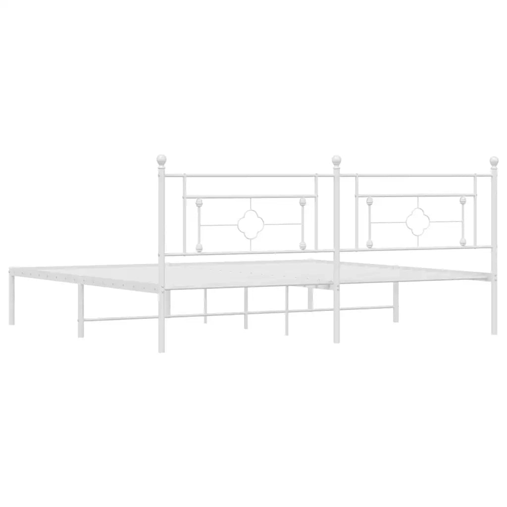 Letto matrimoniale | Letto per adulti | Giroletto con Testiera Metallo Bianco 193x203 cm