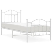 Letto singolo | Letto per adulti | Giroletto con Testiera e Pediera Metallo Bianco 80x200 cm