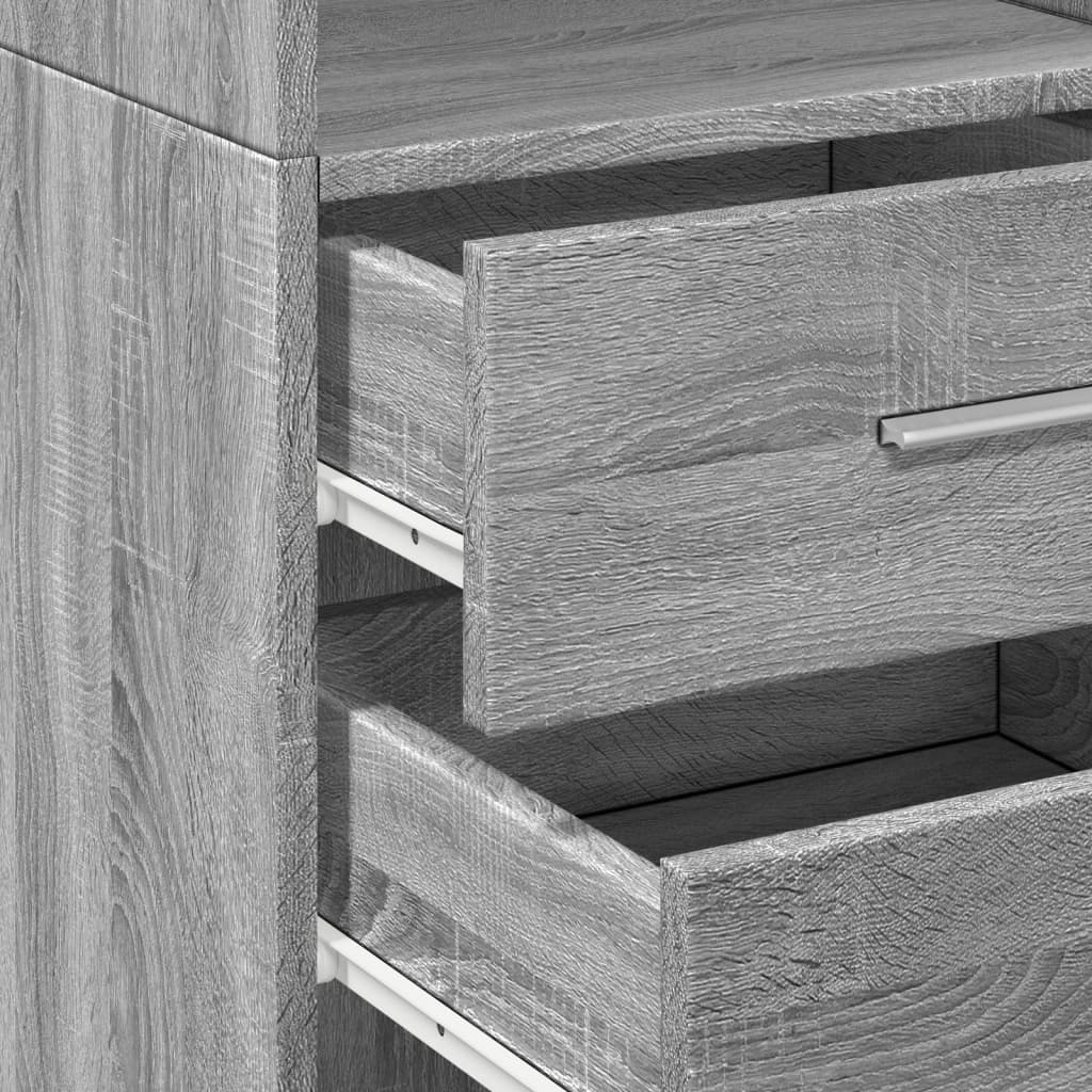 Buffet credenza cassettiera armadio mobile contenitore organizer cucina soggiorno salotto rovere Sonoma alto 40 x 42,5 x 185 cm legno ingegnerizzato grigio 02_0035364