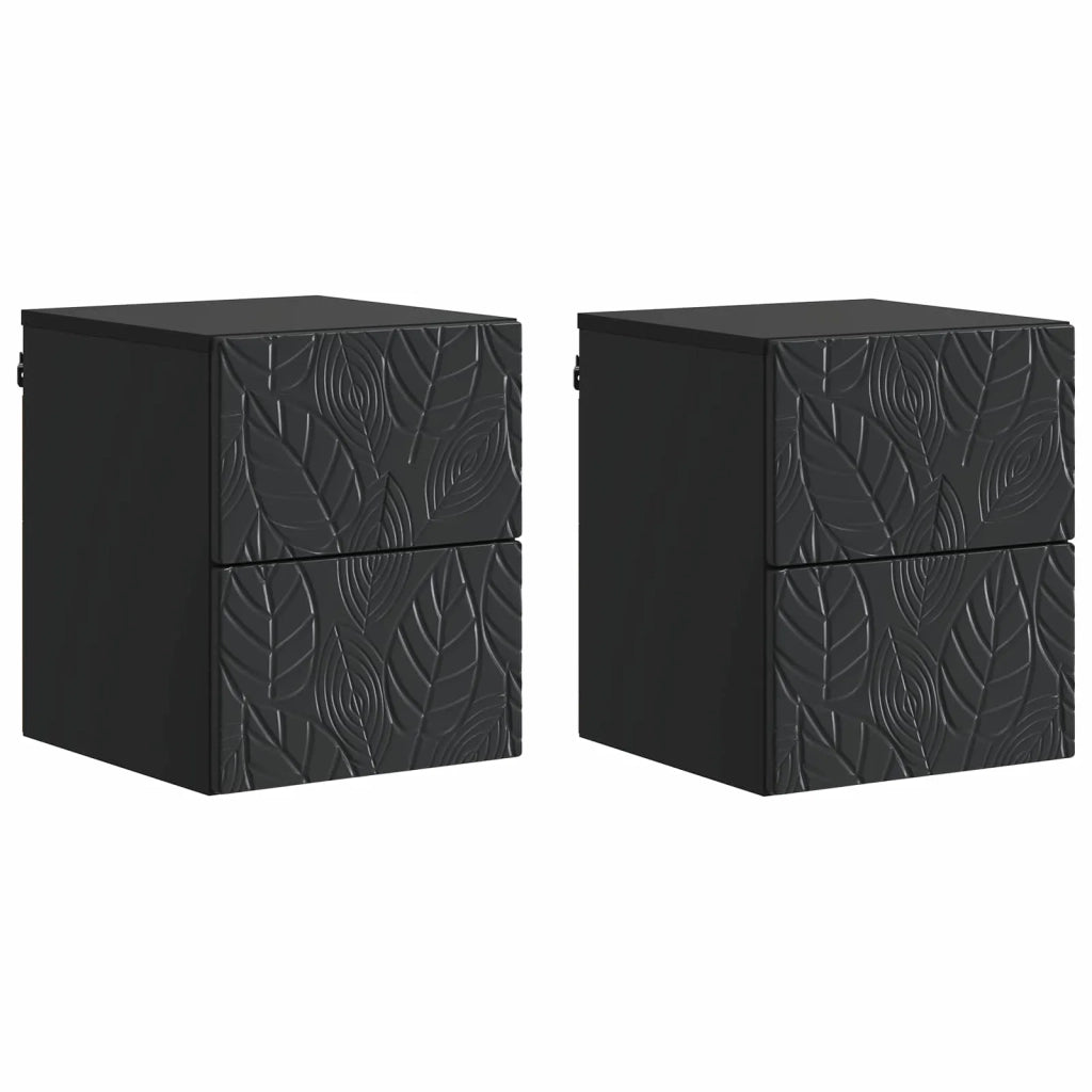 Mobiletto da notte a muro 2 pz Nero 34,5 x 33 x 40 cm 898808