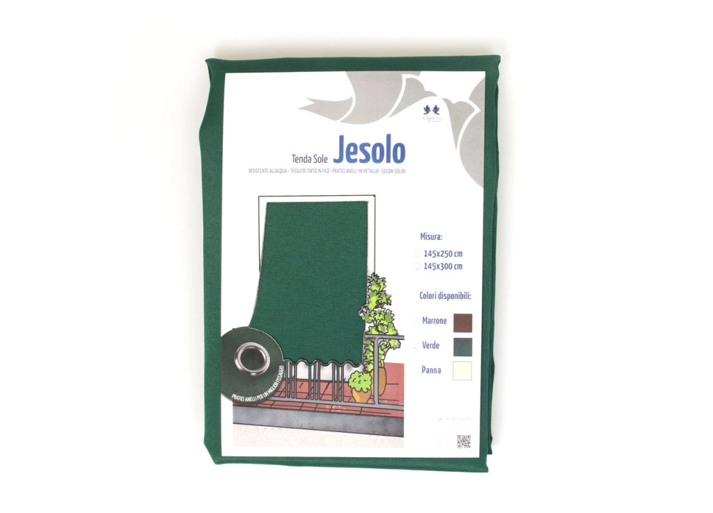 Tenda Da Sole A Caduta Per Esterno Balcone Casa Telo Ombra UV Modello Tinta Unita - 145x300 - Verde