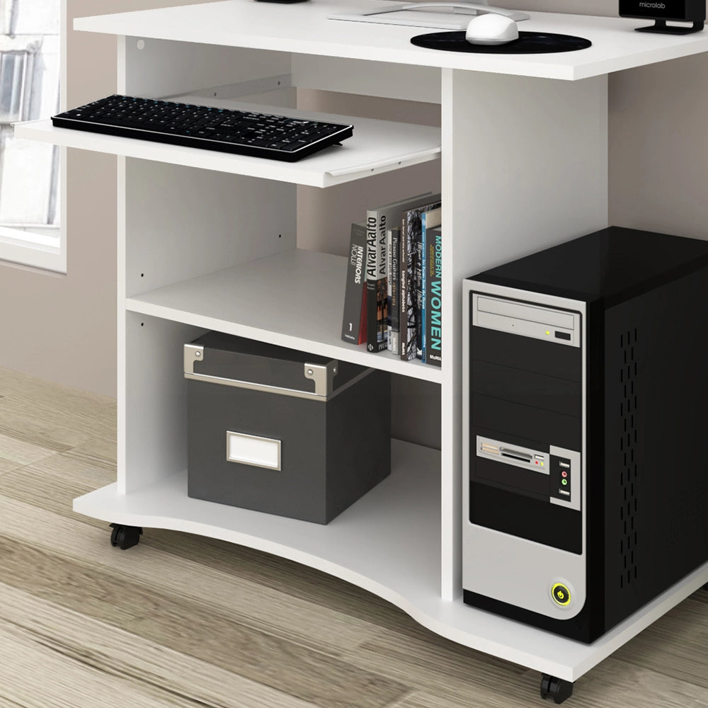 Vicco Scrivania con ruote Bianco 80 x 50 cm