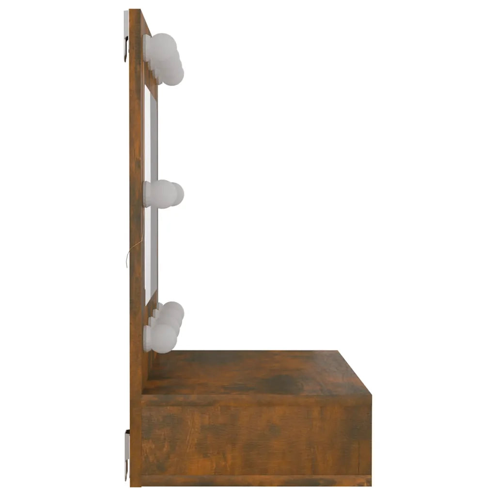 Mobile a Specchio con LED-Armadietto a Specchio Rovere Fumo 60x31,5x62 cm