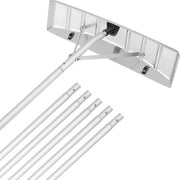 Hark per neve da 635 cm in alluminio - Portata 6445 cm - Ruote di protezione per tetto - Manico antiscivolo - Pala per neve regolabile per tetto - Raccogli neve per case e veicoli