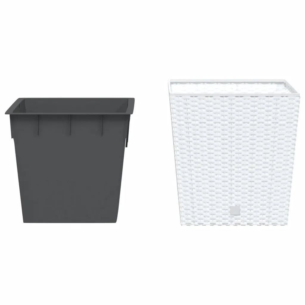 Fioriera | Cassetta per fiori | Vaso con Interno Rimovibile Bianca 21 / 32 L PP Rattan