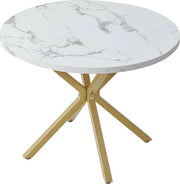 Tavolo da Cucina - 100 cm - Lusso - Sottopiede in Oro - Aspetto di Marmo - Rond - Arredamento