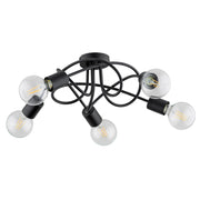 Plafoniera loft nera 52cm 5xE27 metallo Alfa Boston