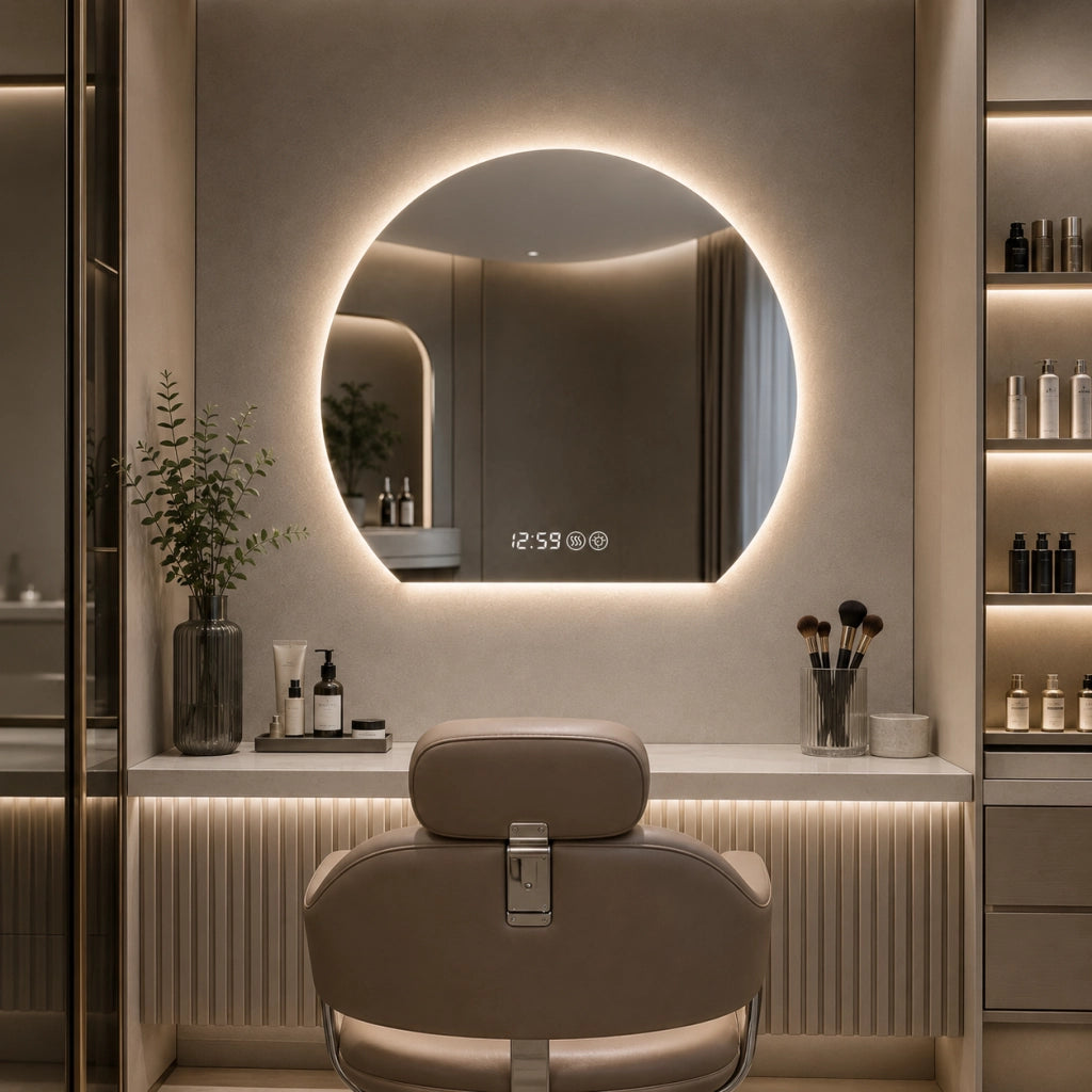 SPECCHIO DA BAGNO LED ROTONDO 80 cm Argento Vetro 5 mm