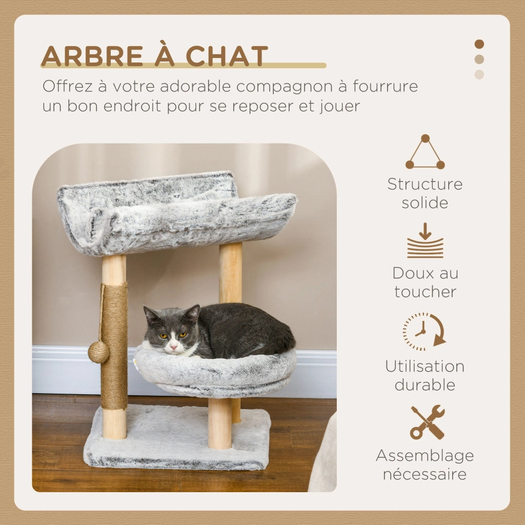 Libreria per gatti con grattatoio e nicchie ¨C zephmum ¨C grigio 60 cm