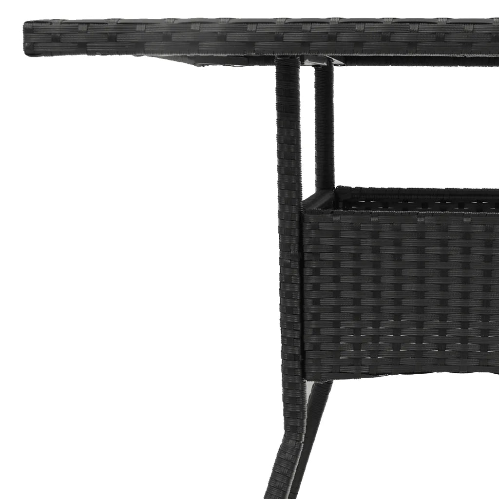 Tavolo da Giardino Piano in Vetro Nero 80x80x75 cm Polyrattan 365521