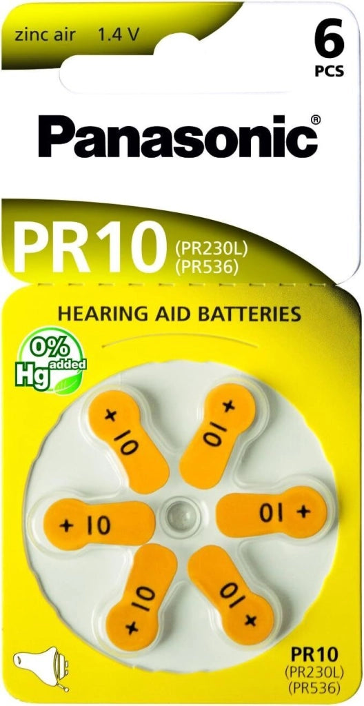 Panasonic PR-10L-6LB Pile per Apparecchi Acustici Zinco Aria 1.4 V 100 mAh 6 Pezzi colore Argento