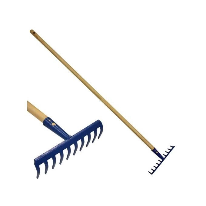 Ferpro 580-119V Prestige Rastrello Denti Curvi con Manico in Legno 133 cm Denti 7.8 cm colore Blu
