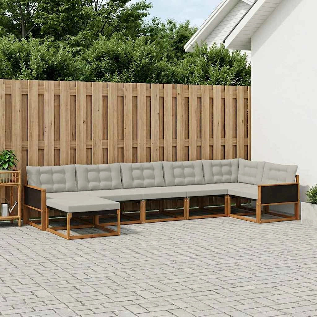 Set di divani da esterno 7 pz Naturale e Grigio Chiaro 3381559