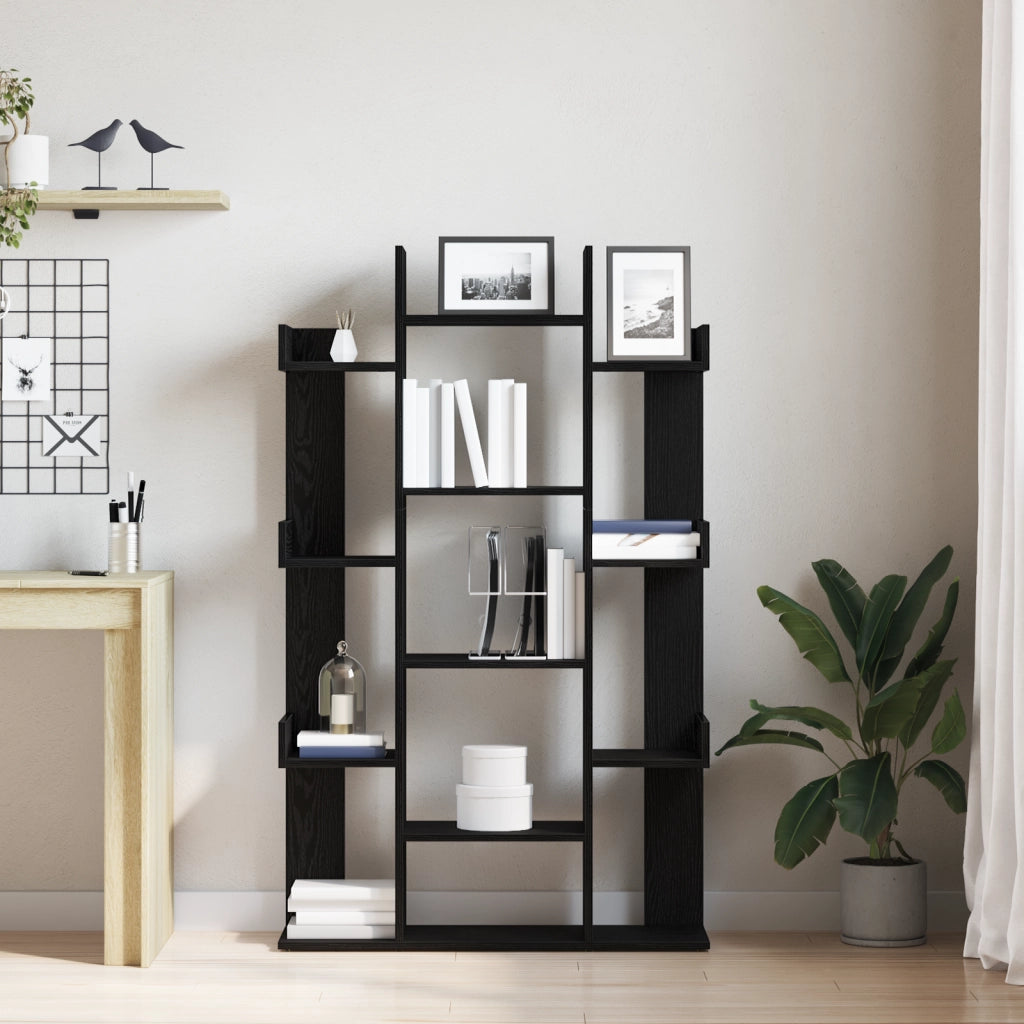 Mobile per Libri  Nero Rovere 86x25,5x140 cm in Legno Ingegnerizzato