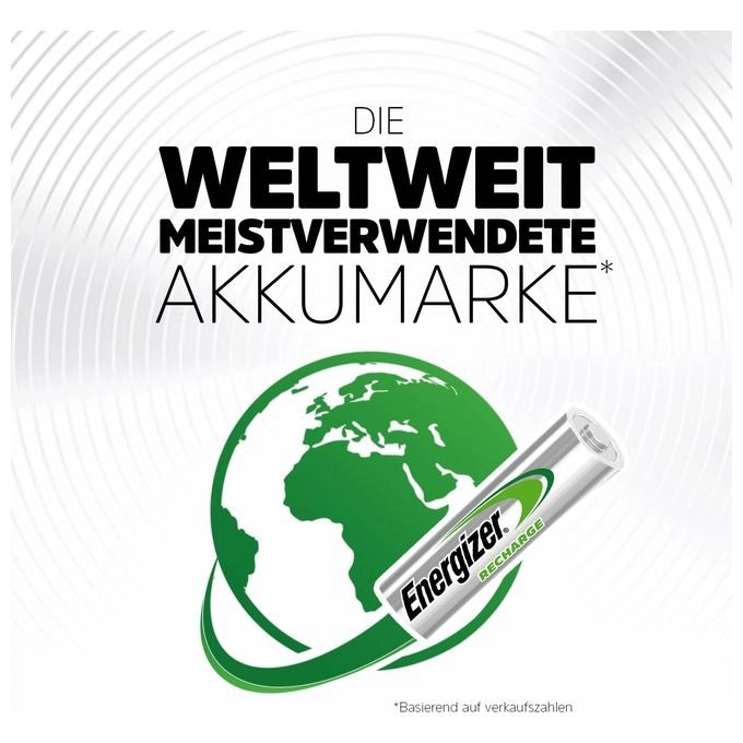 Energizer E301375700 Recharge Universal Batteria Ricaricabile Ministilo AAA Ni-MH 1,2V 500 mAh confezione 4 pezzi colore Verde Argento