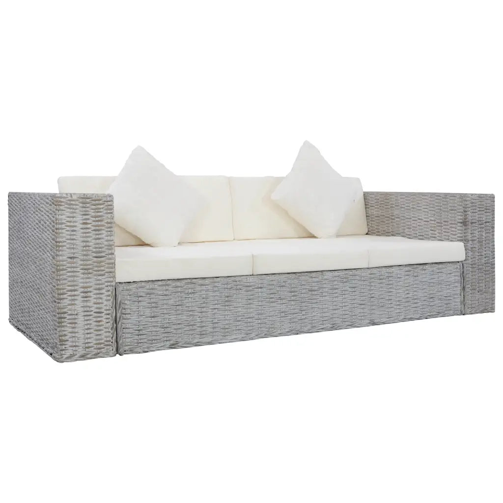 Set di Divani 2 pz con Cuscini Grigio in Rattan Naturale cod mxl 19131