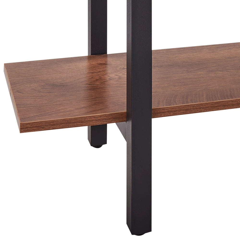 Libreria industriale aperta a 5 livelli in legno scuro e struttura in metallo nero Piedini Regolabili stile moderno