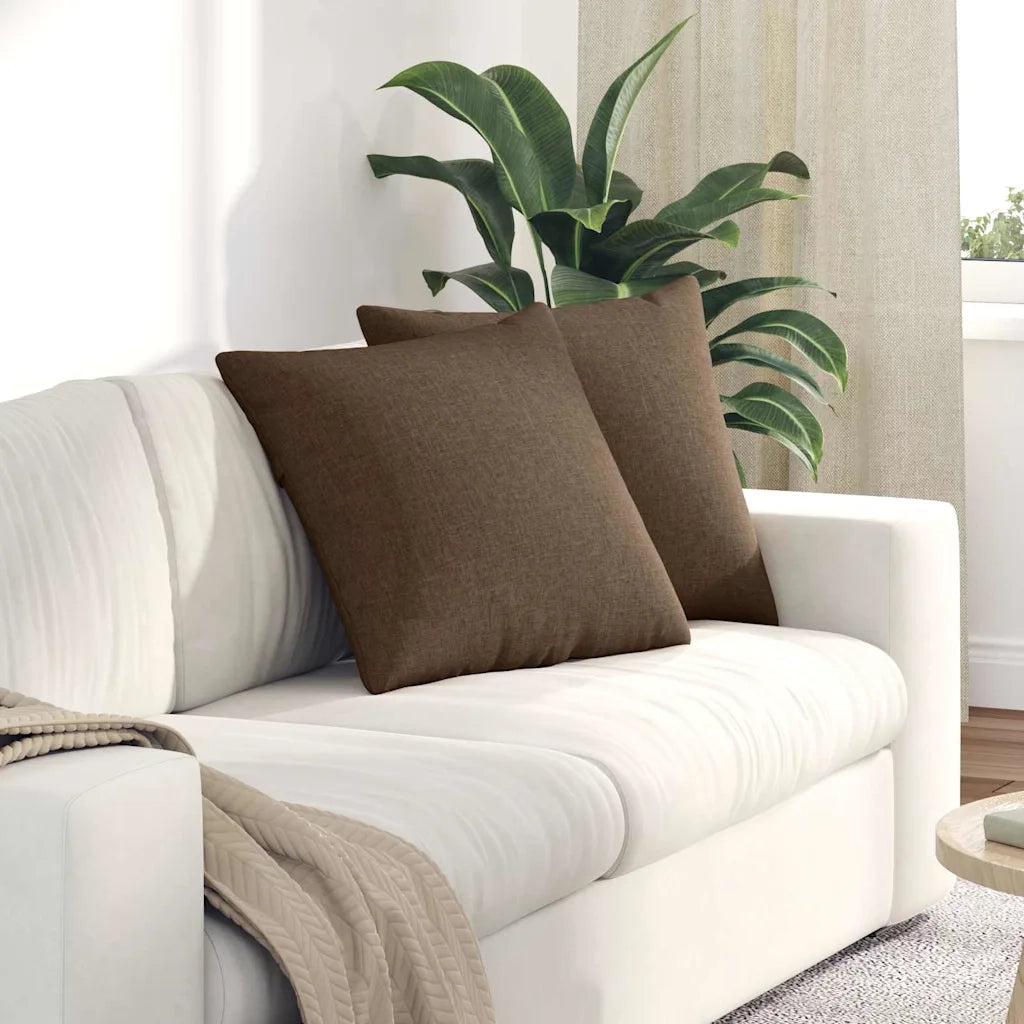Cuscini da Divano 2 pz-Set di 2 Cuscini per Sofa Marrone 50 x 50 cm Tessuto