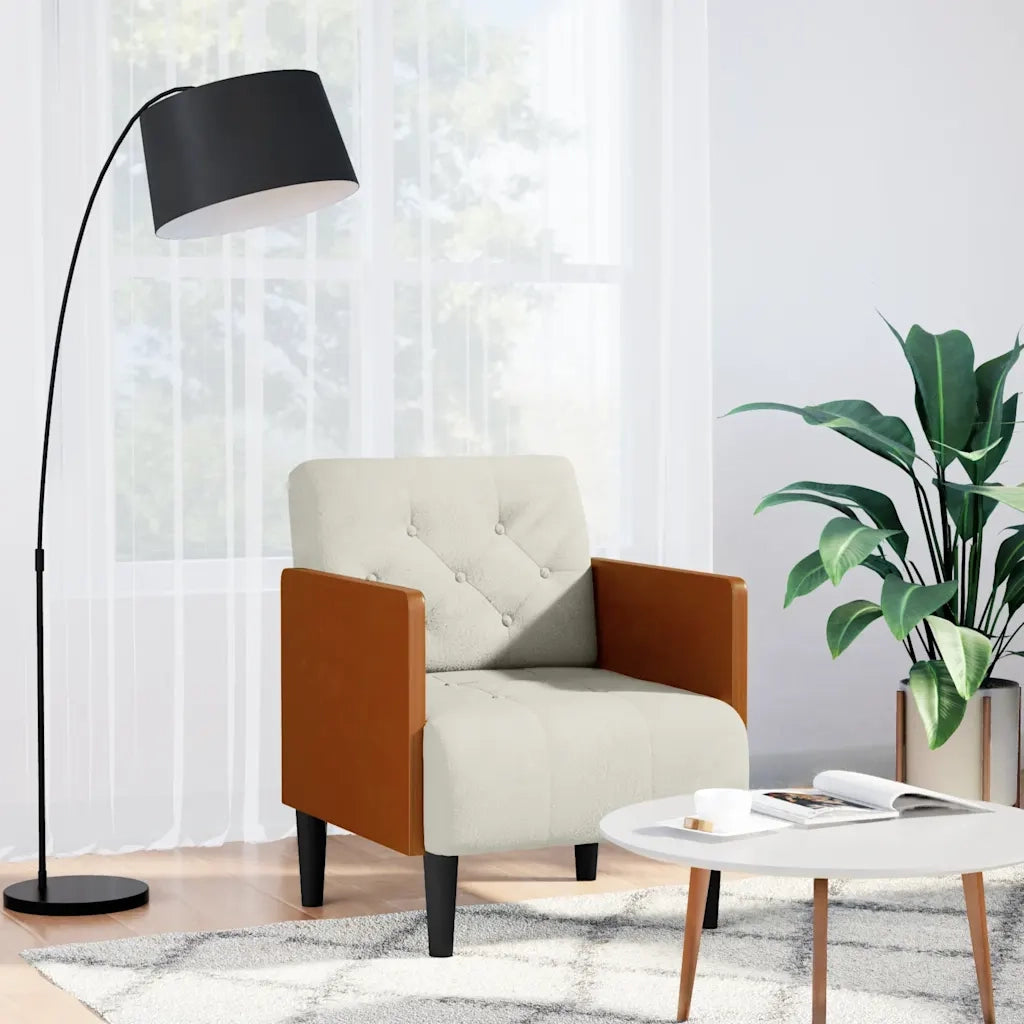 Divano Sedia con Braccioli Crema 55 cm in Velluto 4100599