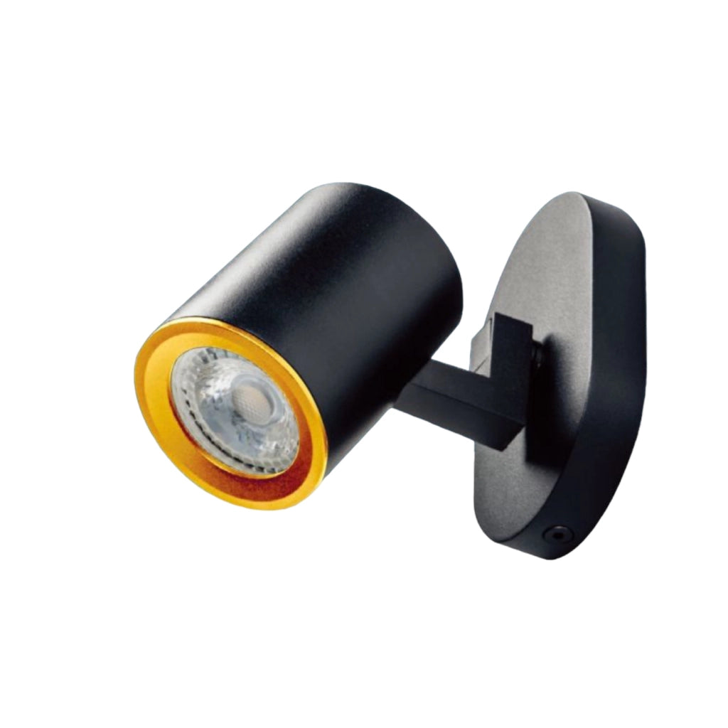Plafoniera lampada da soffitto Nero e Oro faretto direzionabile e attacco per lampade GU10 ad 1 diffusore