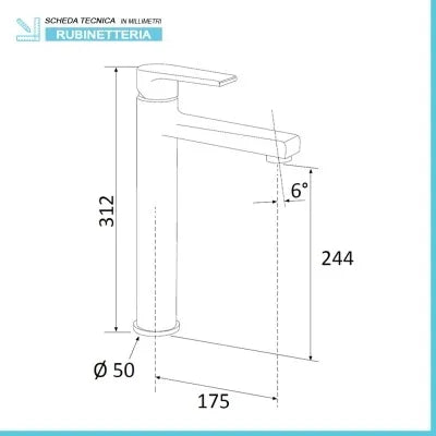 Miscelatore lavabo alto Mariani serie Artic in ottone cromato