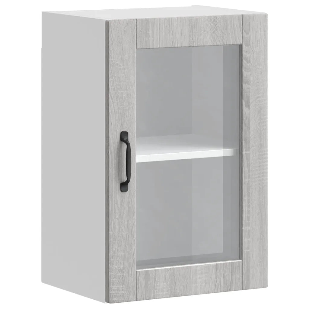 Pensile da cucina con anta in vetro pratico contenitore 40 x 31 x 60 cm legno Sonoma grigio 02_0050318
