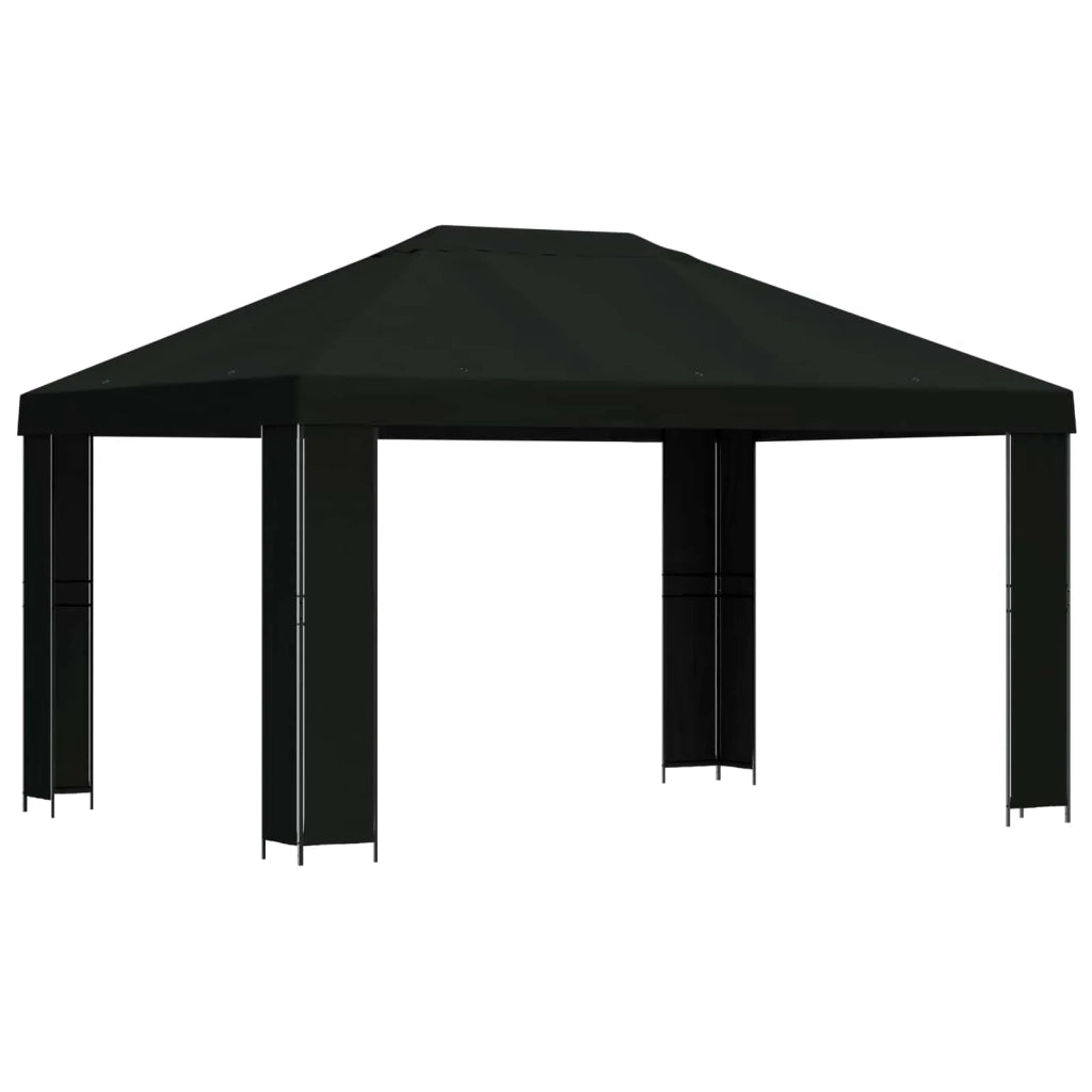 Gazebo 4 × 3 m Nero Poliestere e Acciaio 190 900382