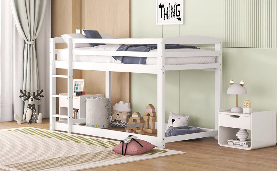 Letto a castello bianco in pino massello con funzione contenitore 90x200 cm