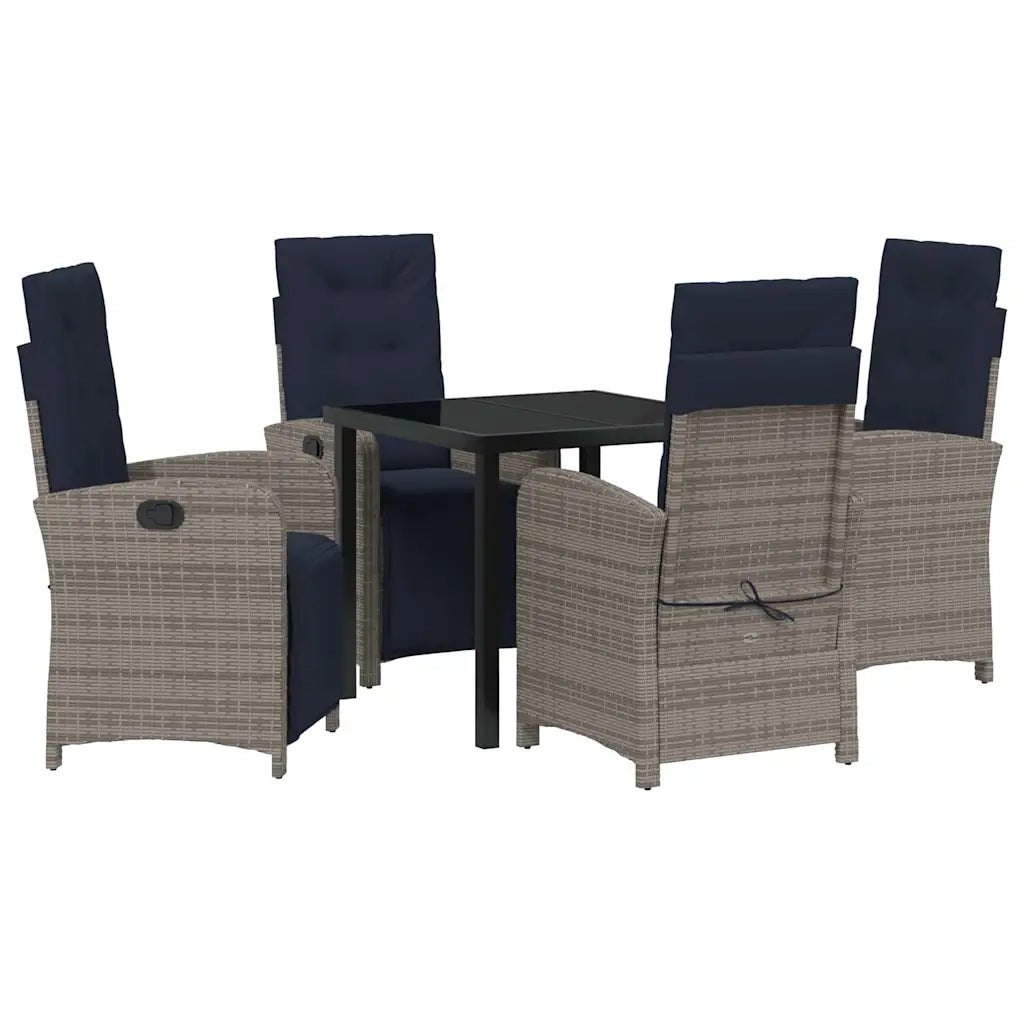 Set da Pranzo per Giardino con cuscino 5 pcs Grigio polyrattan 3380359