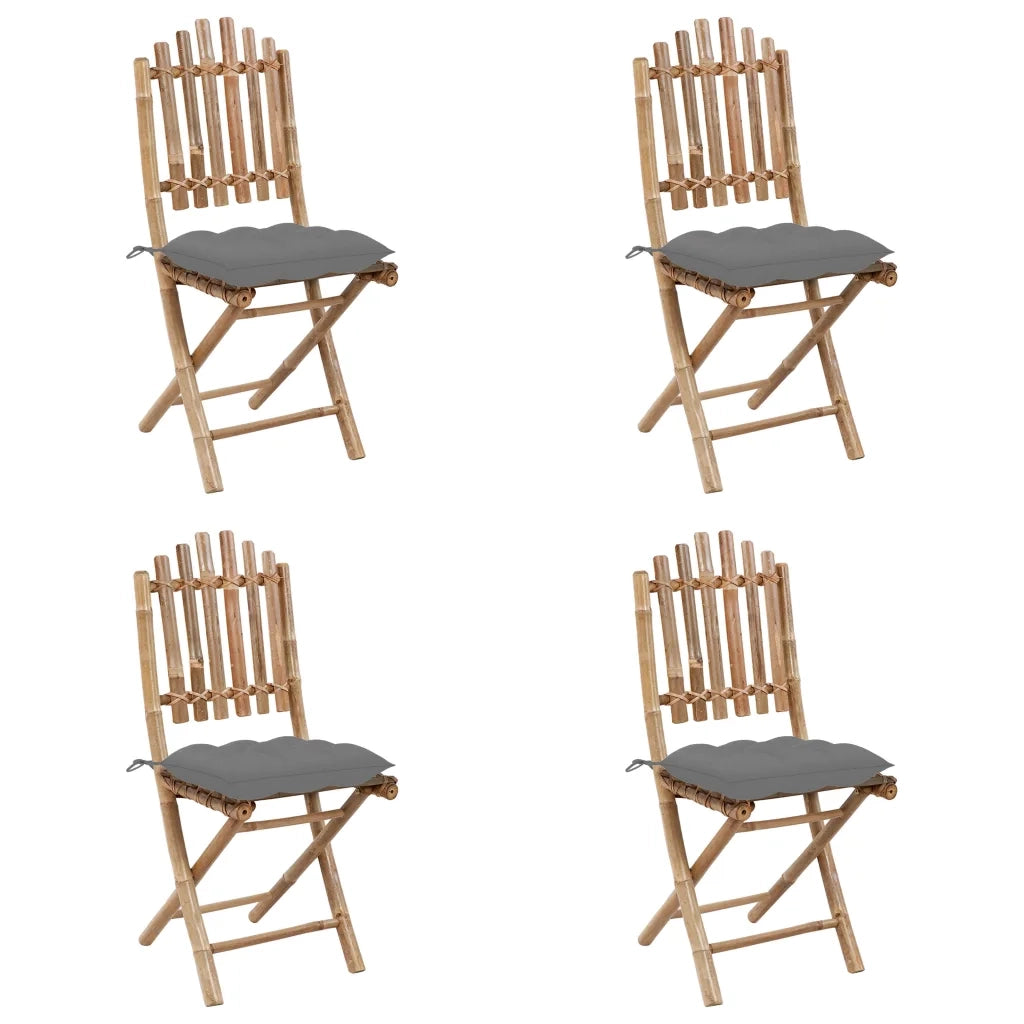 Set da Pranzo da Giardino 5 pz | Set Salotto da Giardino Pieghevole con Cuscini in Bamb¨´