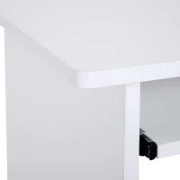 Scrivania Salvaspazio da Casa e Ufficio, Moderna Scrivania per Computer, Porta PC, Ripiano per CPU e Mensola per Tastiera Estraibile in Legno, 80x45x75cm, Bianco