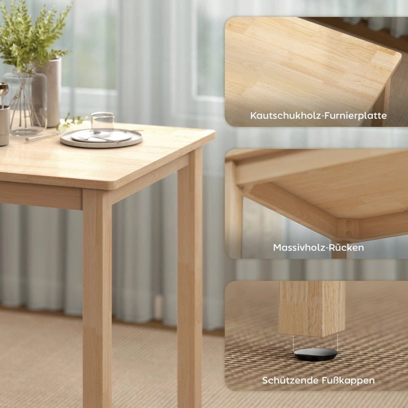 TAVOLO DA PRANZO Set 3 pezzi 80x60 cm Legno naturale