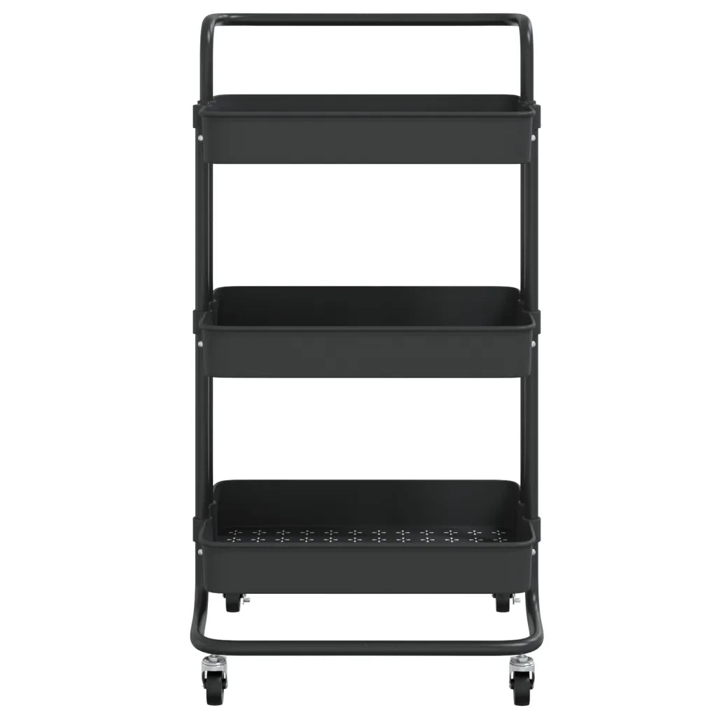 Carrello da Cucina 3 Ripiani Nero 42x35x85 cm Ferro e ABS CFW5200519