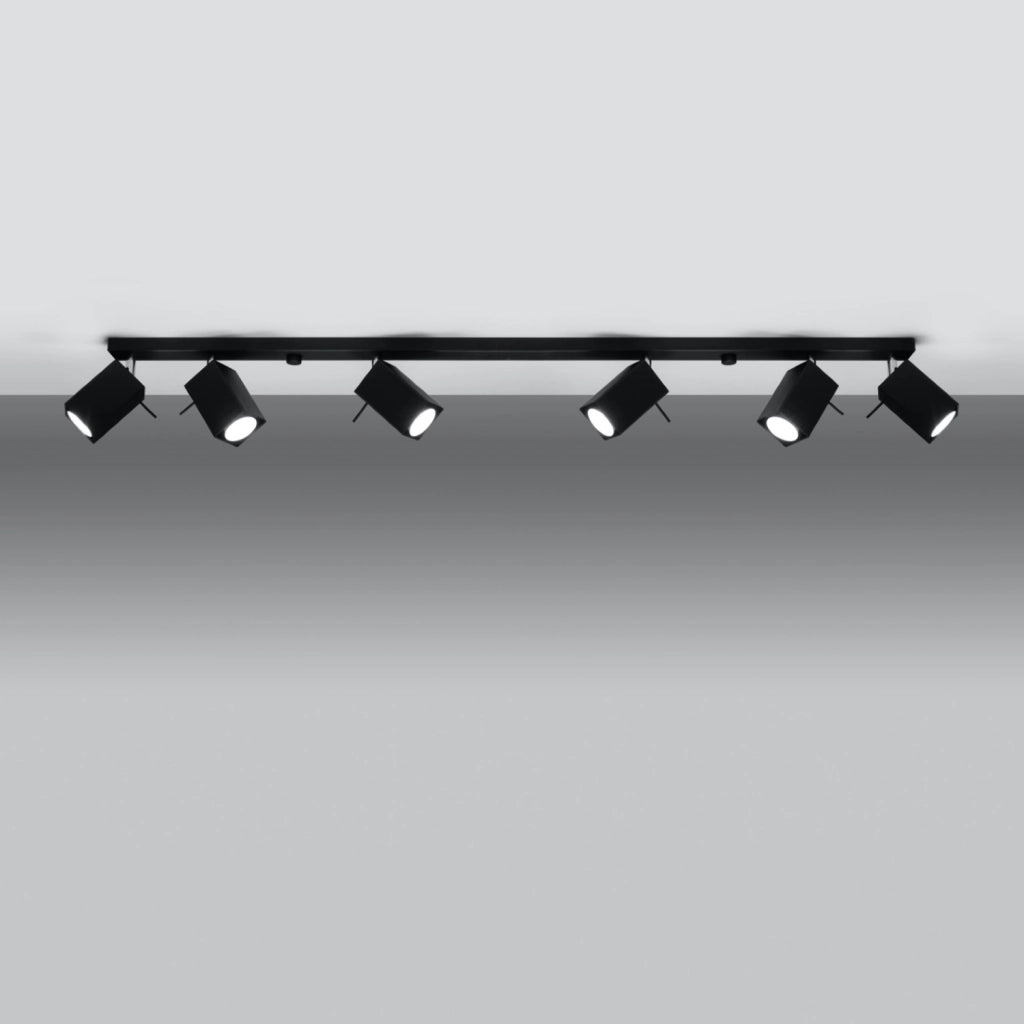 Plafoniera Bravea Pure Lume 6 luci nera GU10 120cm