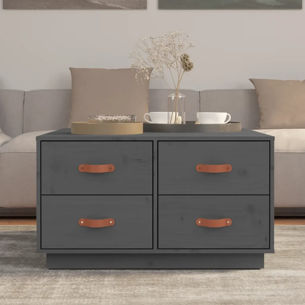 Tavolino da salotto | Tavolino da caff¨¨ | Tavolino da Soggiorno Grigio 80x80x45 cm Legno Massello di Pino